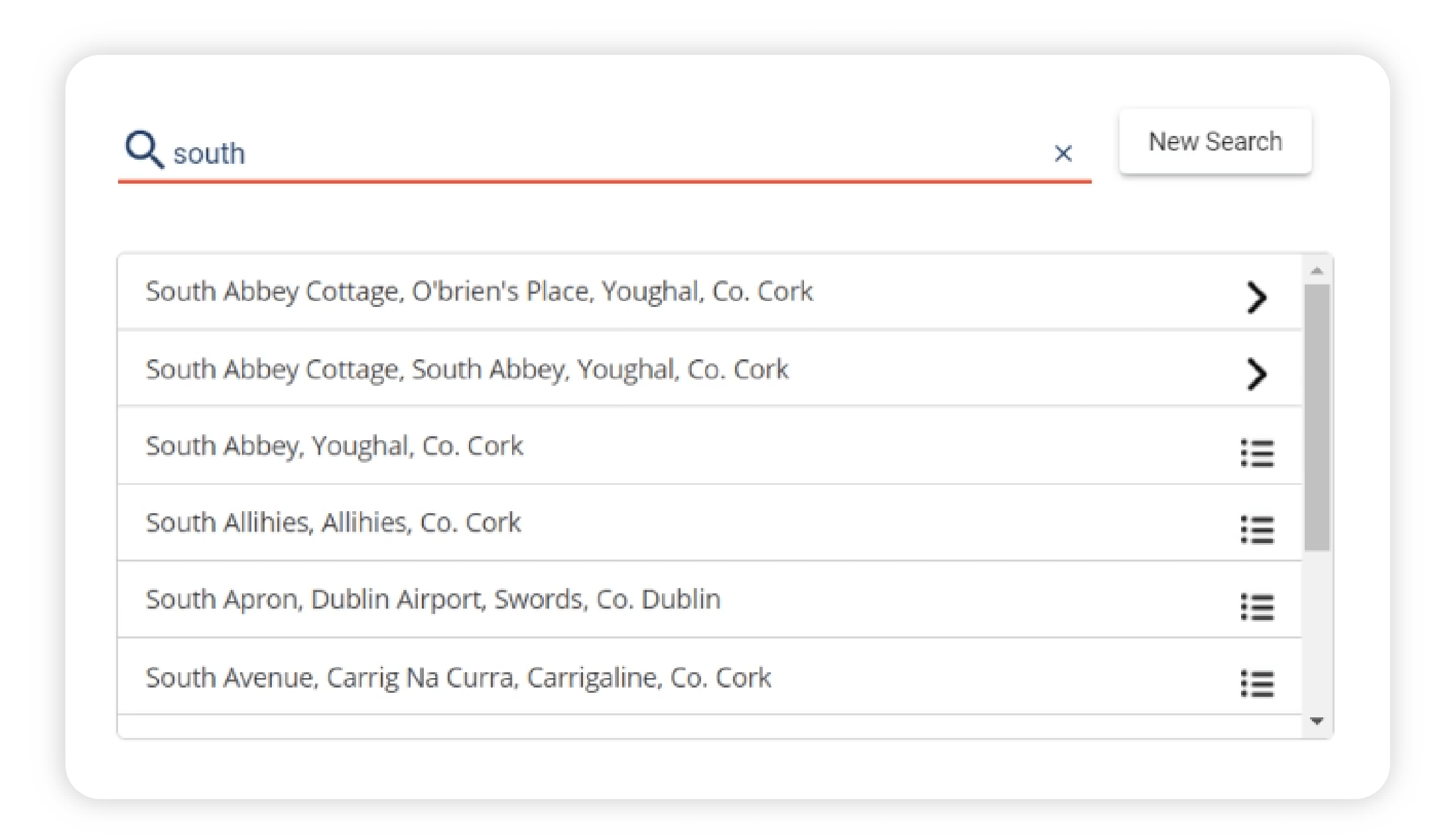DirectAddress homepage screen